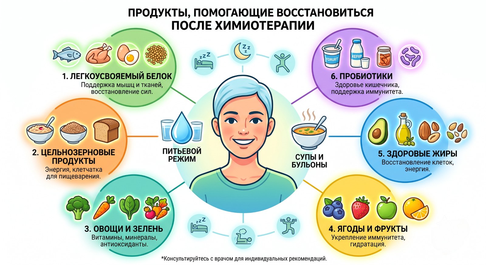 Инфографика: продукты, помогающие восстановиться после химиотерапии