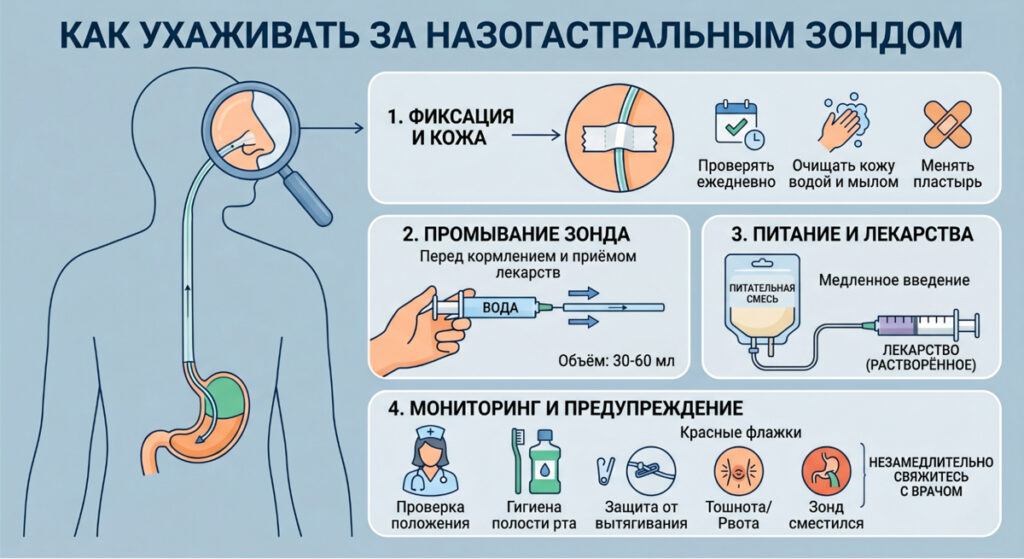 Уход за назогастральным зондом дома